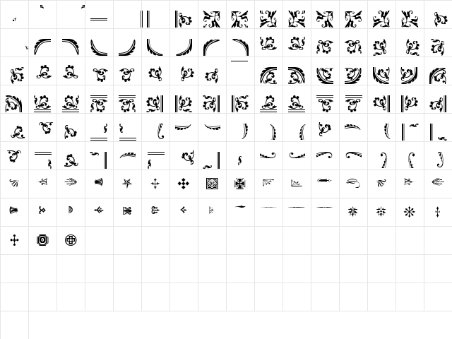 OrnamentsTwoSSK Regular Character Map
