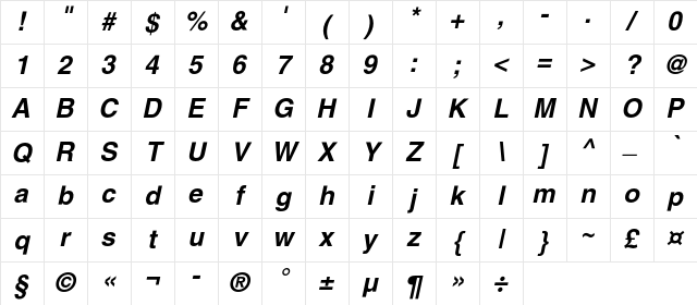 AGLettericaC Bold Italic Character Map AGLettericaC Bold Italic Character Map