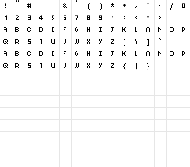 PixelSix10 Regular Character Map PixelSix10 Regular Character Map