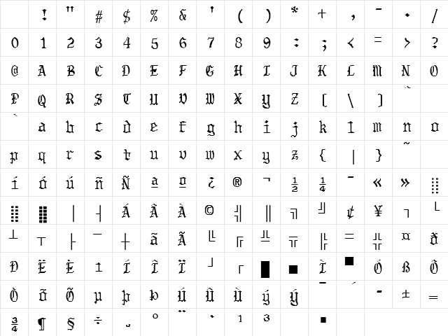 OBADIAH Regular Character Map