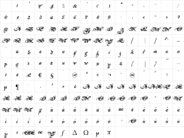 Magnificat Regular Character Map Magnificat Regular Character Map