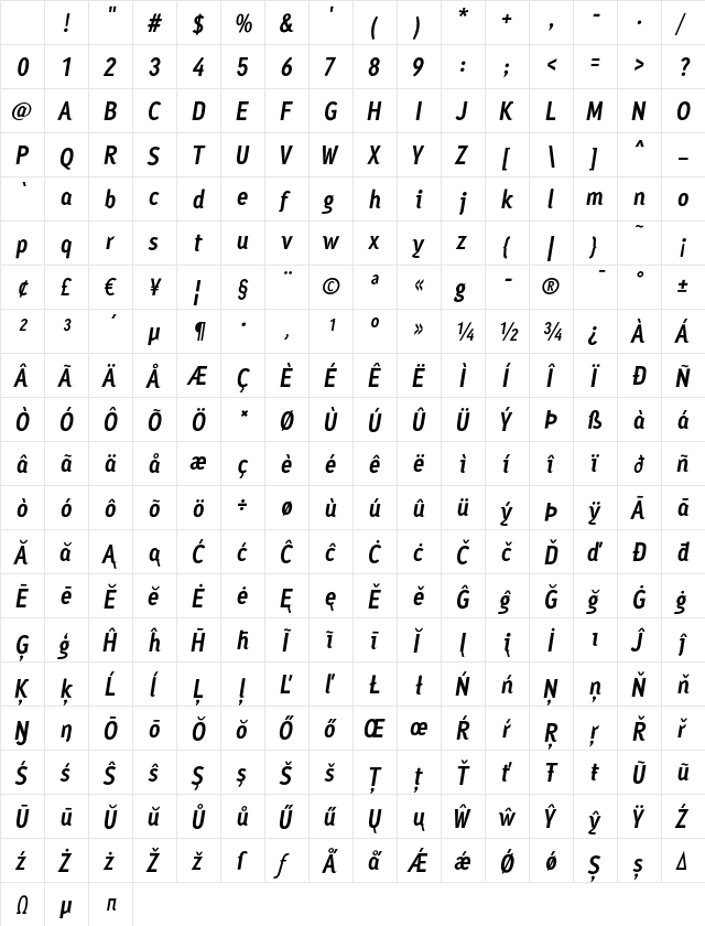 Ayumi Pro Bold Italic Character Map Ayumi Pro Bold Italic Character Map