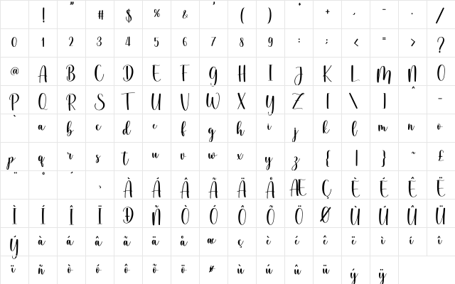Yulian_DEMO Regular Character Map Yulian_DEMO Regular Character Map