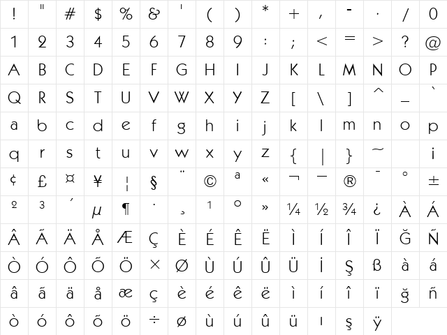 00370 Regular Character Map