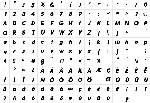 OrnitonsLH Bold Italic Character Map