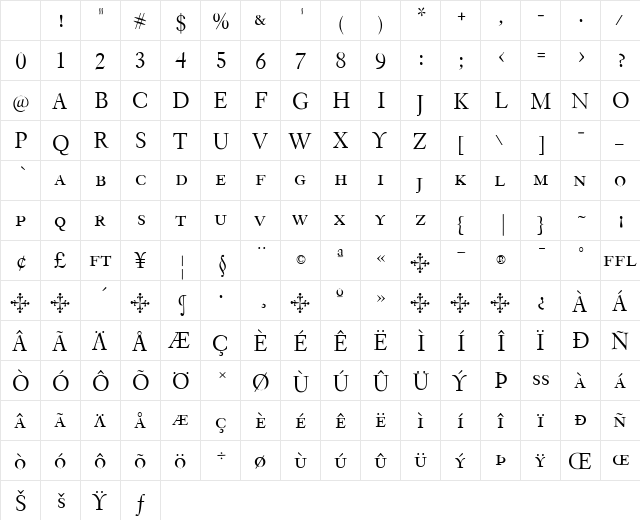 EldoradoText Regular Character Map EldoradoText Regular Character Map