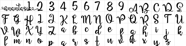 anantasia Regular Character Map anantasia Regular Character Map