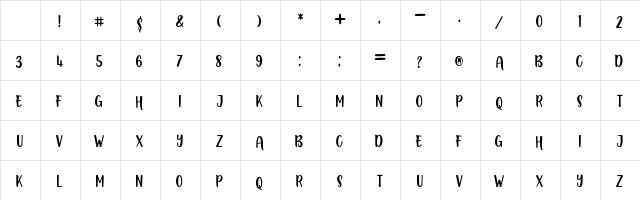 Boustown Sans Regular Character Map