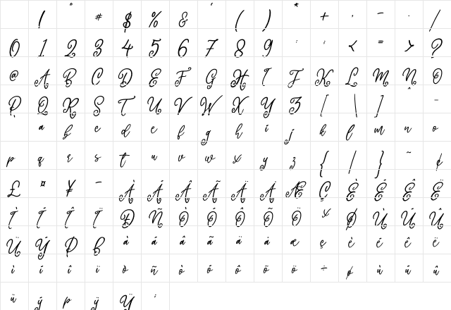 Haymie Regular Character Map Haymie Regular Character Map