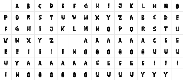 PARTY SIZE Regular Character Map PARTY SIZE Regular Character Map