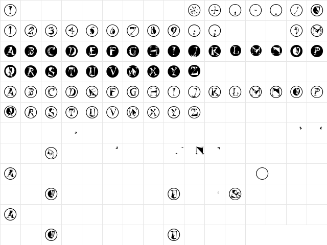 SzeneInFrames Regular Character Map
