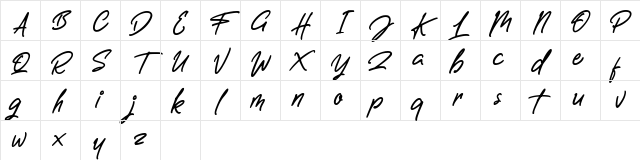 Letterally Handwritten Demo Regular Character Map
