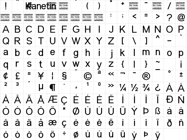 Kanetin Personal Use Regular Character Map