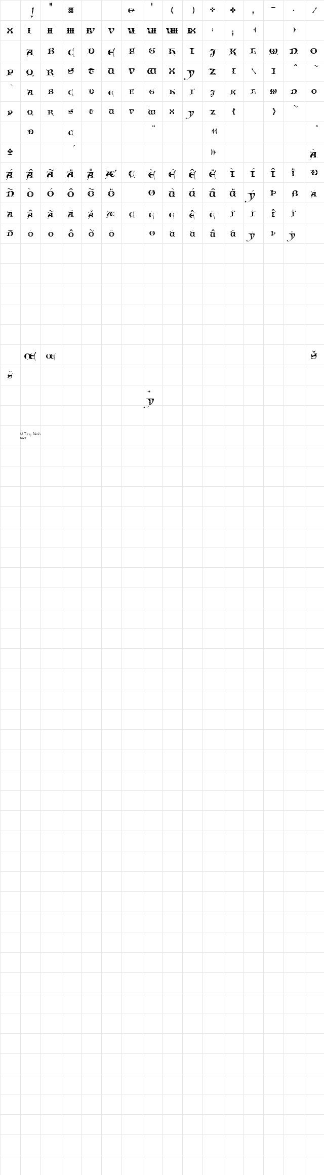 Versals Regular Character Map Versals Regular Character Map