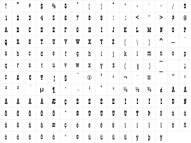 Osborne Regular Character Map