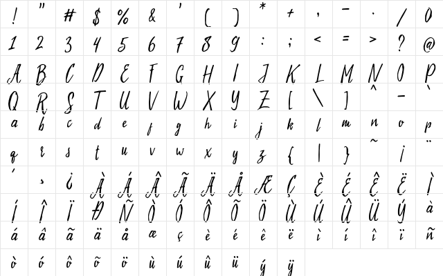 Evelyne Script Free Demo Regular Character Map Evelyne Script Free Demo Regular Character Map