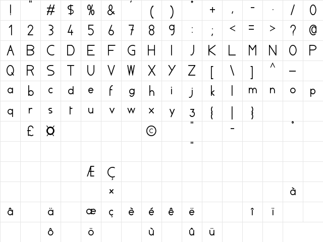AylaCSscript Regular Character Map