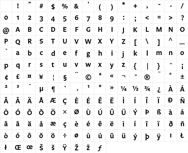 Legato Semi Bold Character Map Legato Semi Bold Character Map