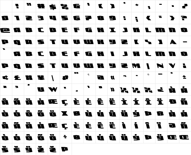 Alpha Century Leftalic Regular Character Map Alpha Century Leftalic Regular Character Map