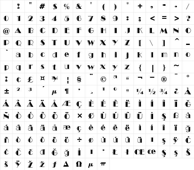 00340 Regular Character Map