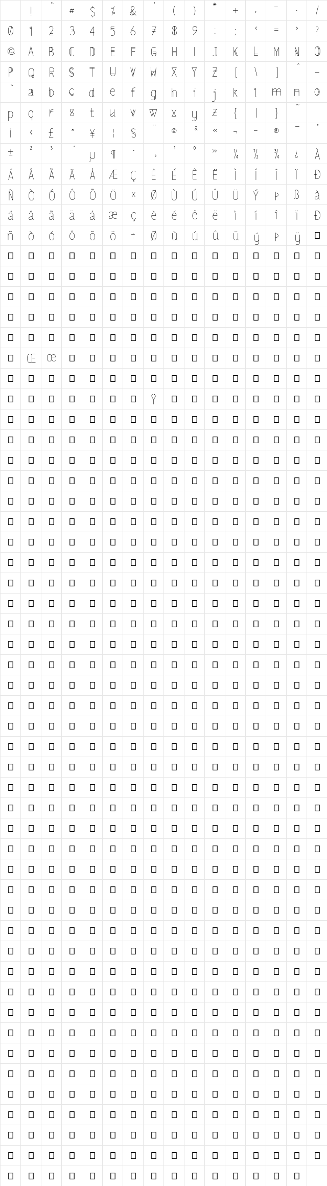 LS LightAlt Character Map LS LightAlt Character Map