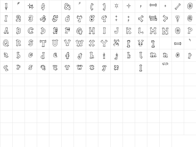 Oshare Honenuki Regular Character Map