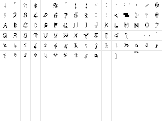 Oshare Regular Character Map