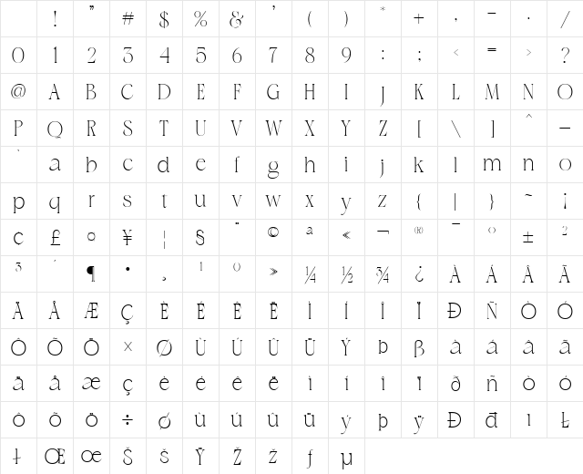 Delicate Caligraphy Regular Character Map Delicate Caligraphy Regular Character Map