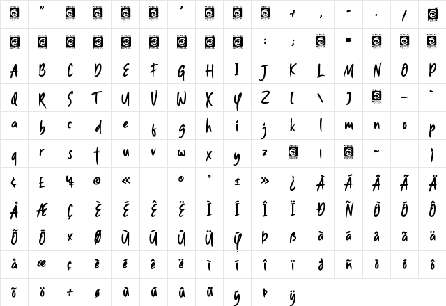 Smooth Butter Regular Character Map