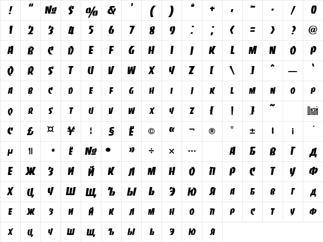 BancoDi Regular Character Map BancoDi Regular Character Map