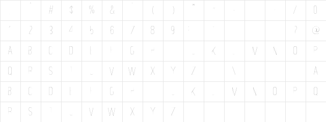 Ostrich Sans Condensed Light Character Map