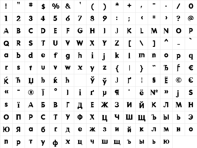 DeadHistoryCTTBold Regular Character Map