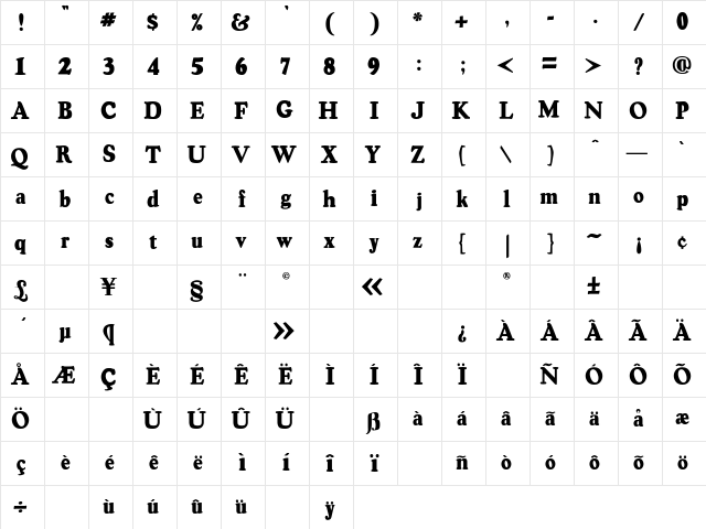 OswaldGrey Regular Character Map