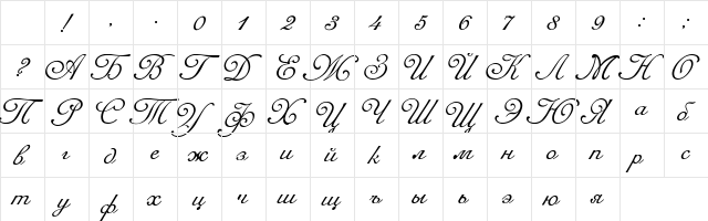 Romana Script Regular Character Map Romana Script Regular Character Map