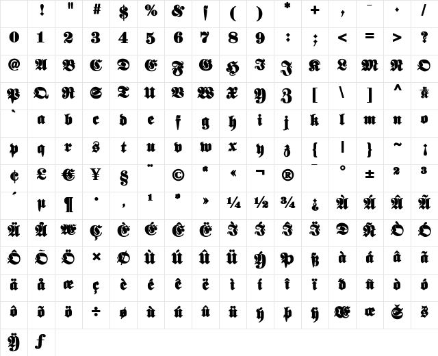 ElephantaBlack Regular Character Map ElephantaBlack Regular Character Map