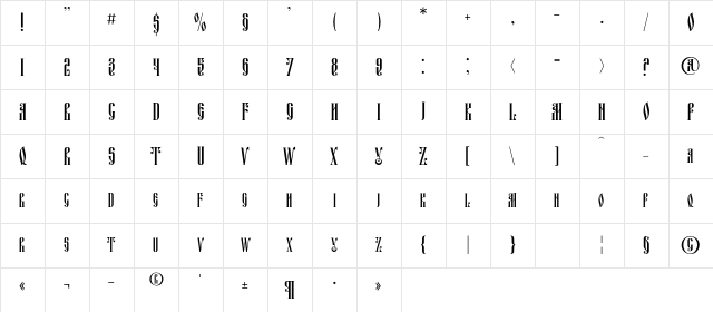 FitaVjazC Regular Character Map FitaVjazC Regular Character Map