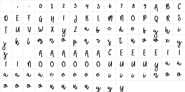 Broolia Regular Character Map