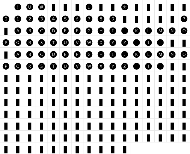 WhitneyIndexBlack RoundLt1 Character Map