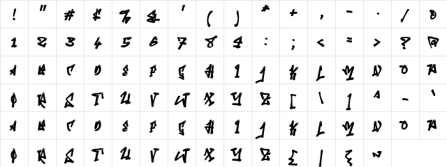 a Arena Graffiti Regular Character Map