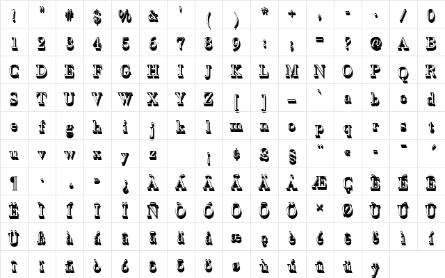 BodoniAntTLigSh1 Regular Character Map