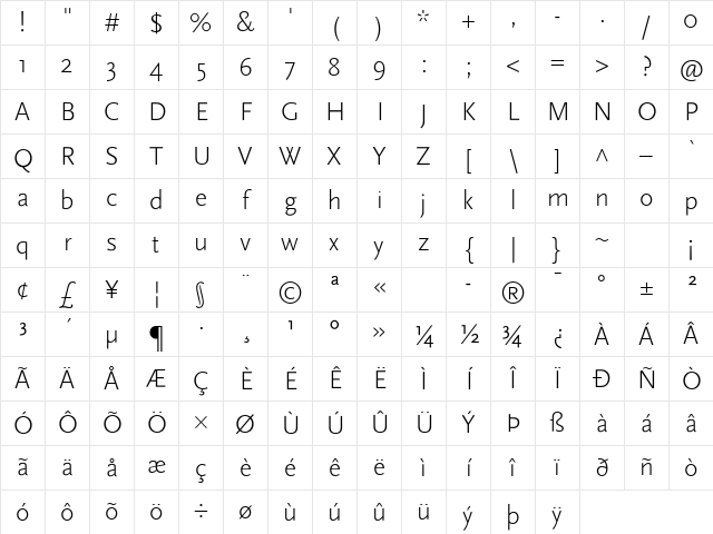 Scala Sans Light Character Map Scala Sans Light Character Map