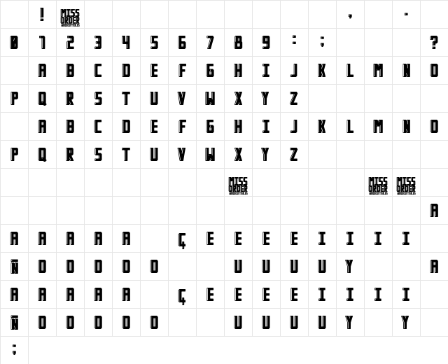 Miss Order Regular Character Map Miss Order Regular Character Map