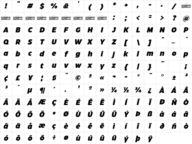 Eastman Grotesque Trial Black Italic Character Map Eastman Grotesque Trial Black Italic Character Map