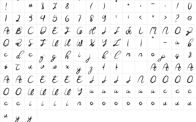 Azazax Regular Character Map Azazax Regular Character Map