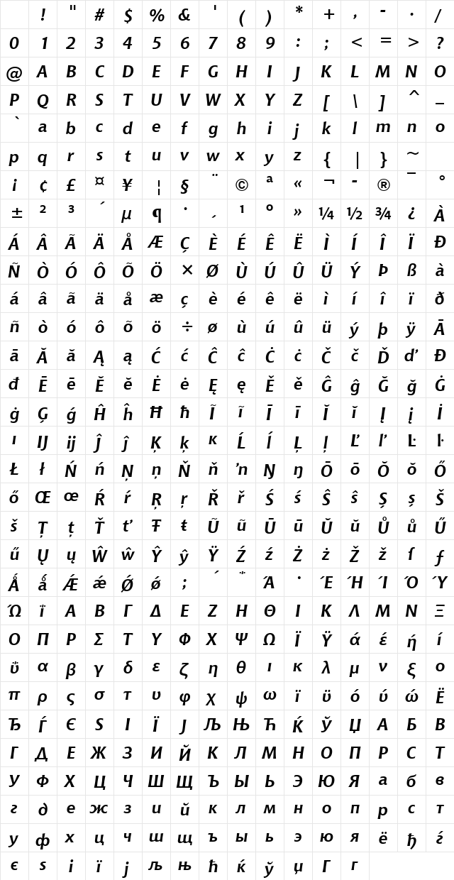 Chianti BdIt WGL4 BT Bold Italic Character Map Chianti BdIt WGL4 BT Bold Italic Character Map