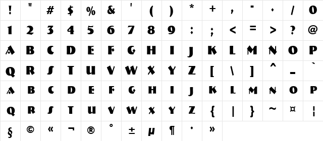 a_BremenCapsNr Bold Character Map a_BremenCapsNr Bold Character Map