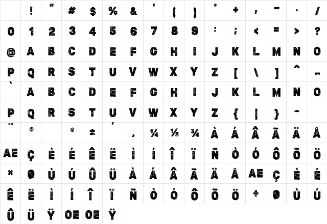 MEDIO VINTAGE ROUGH Regular Character Map MEDIO VINTAGE ROUGH Regular Character Map