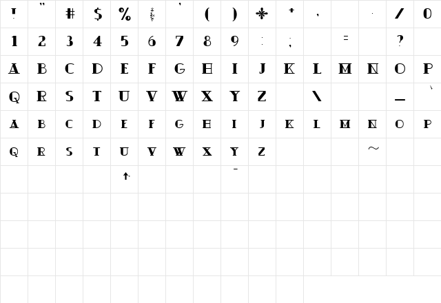 Ouijadork Regular Character Map