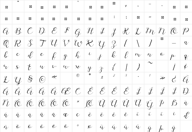 Dyana Regular Character Map Dyana Regular Character Map