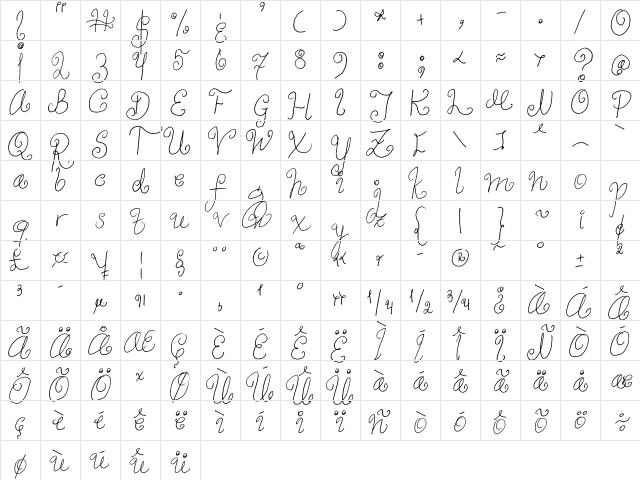 FG Coy Regular Character Map